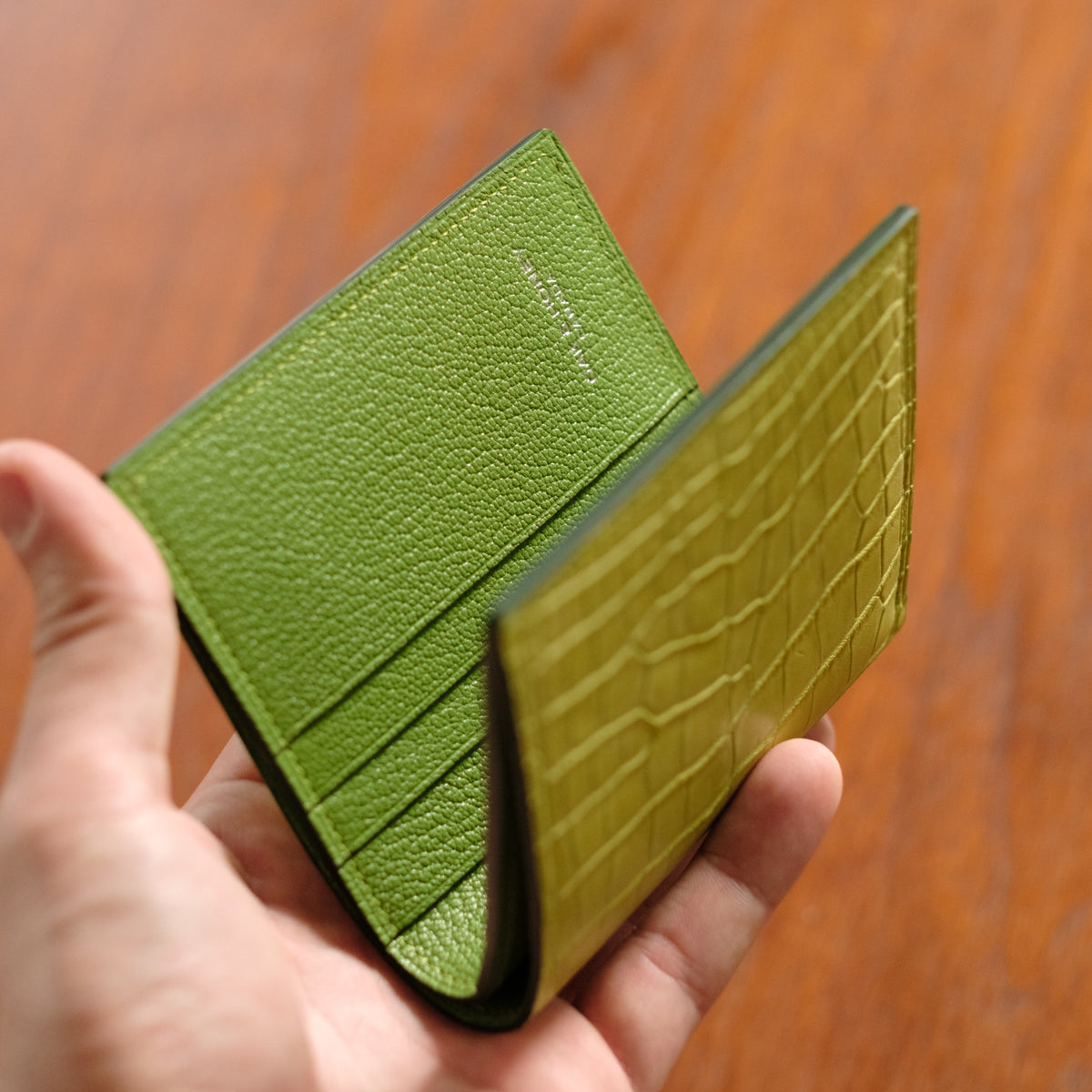 Chartreuse Alligator Vertical Bifold
