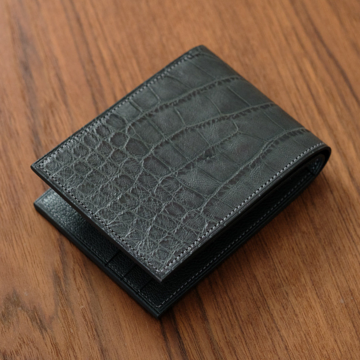 Matte Grey Alligator Bifold
