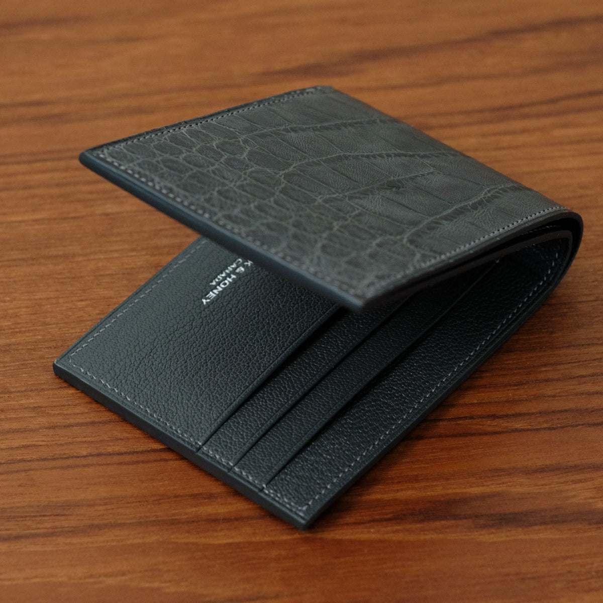 Matte Grey Alligator Bifold