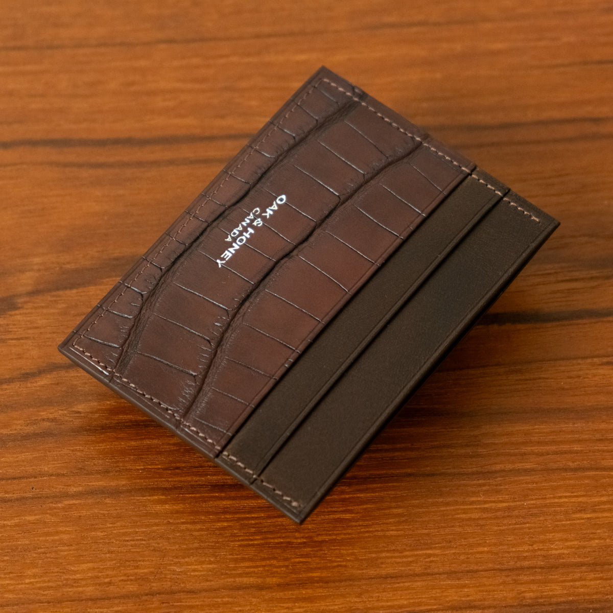 Dark Brown Alligator Accent 5 Slot Cardholder