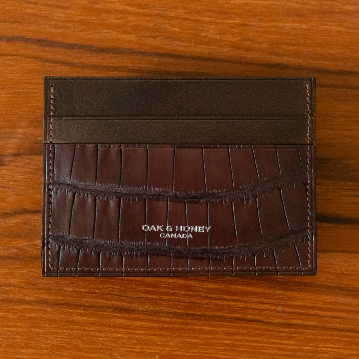 Dark Brown Alligator Accent 5 Slot Cardholder