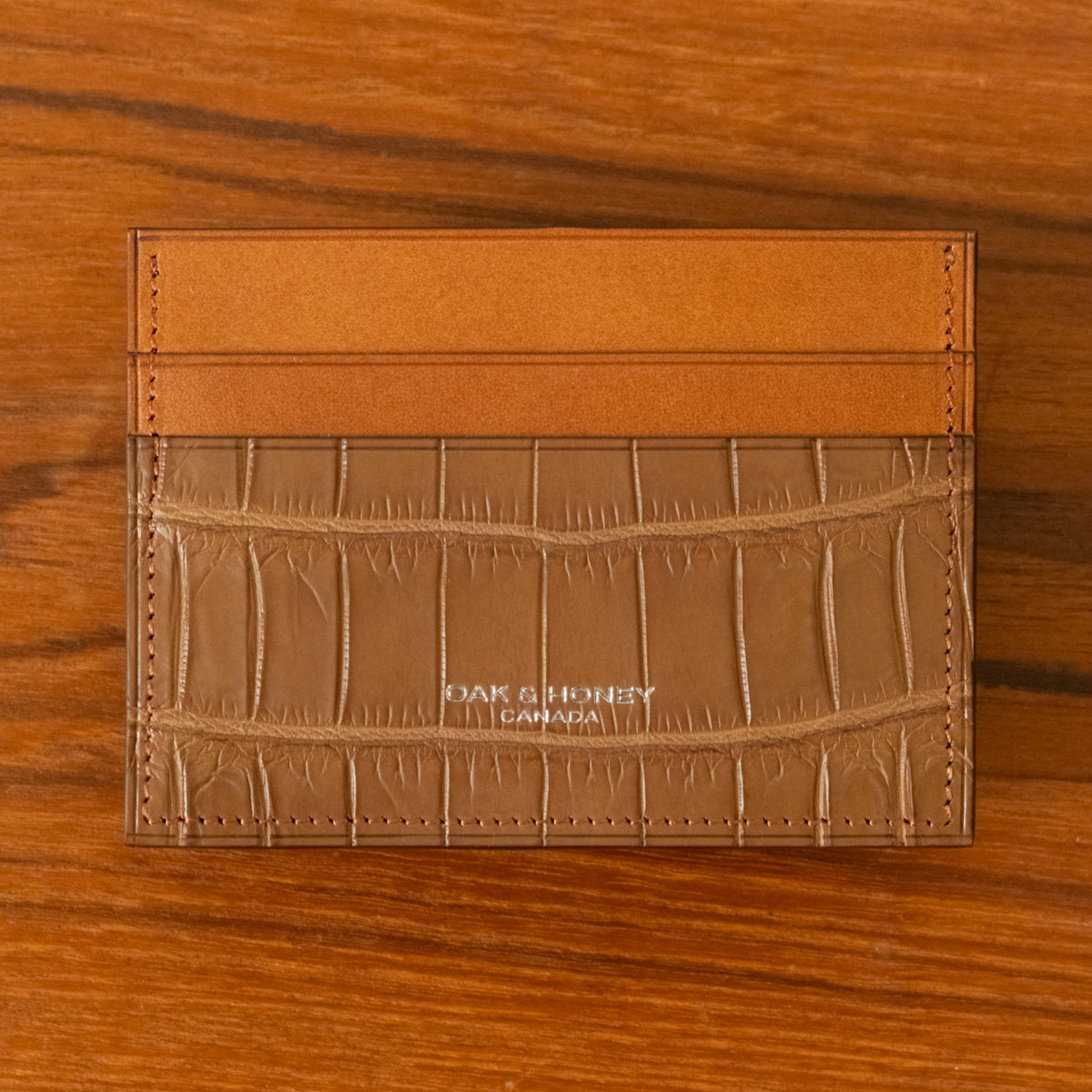 Brown Alligator Accent 5 Slot Cardholder