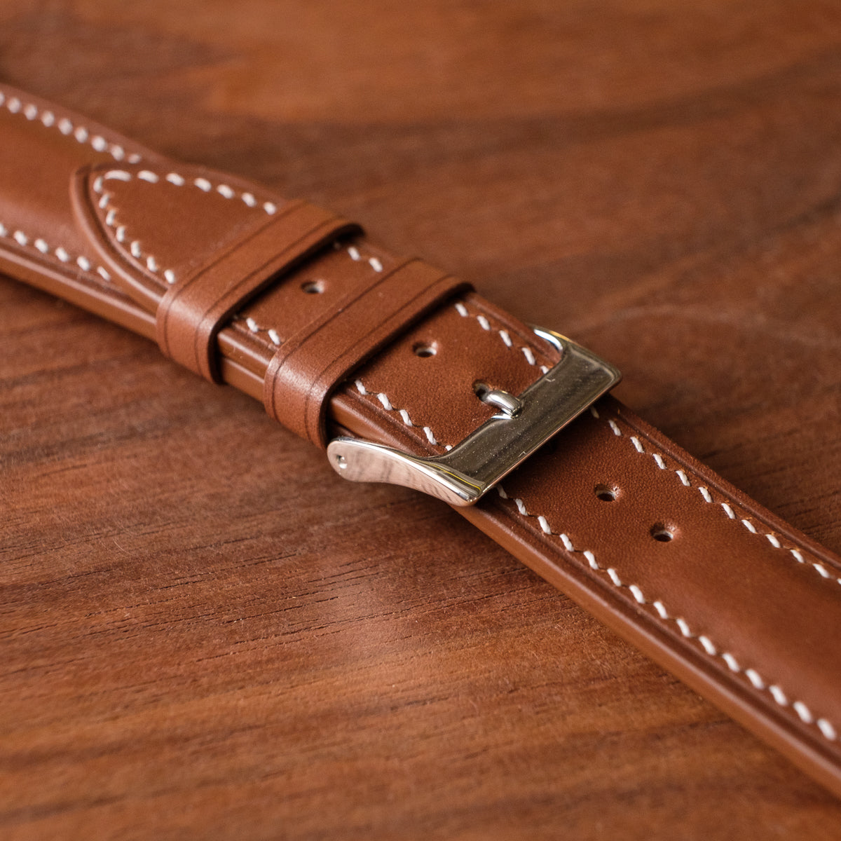Oak and Honey Leather Goods Leather Watch Strap Detail Buckle