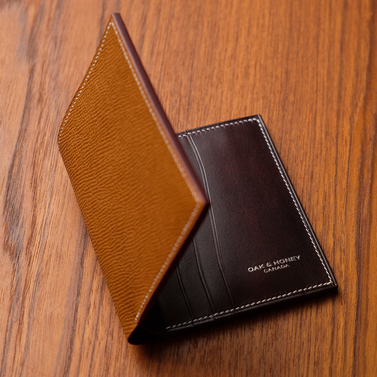 Oak and Honey Leather Goods Vertical Bifold