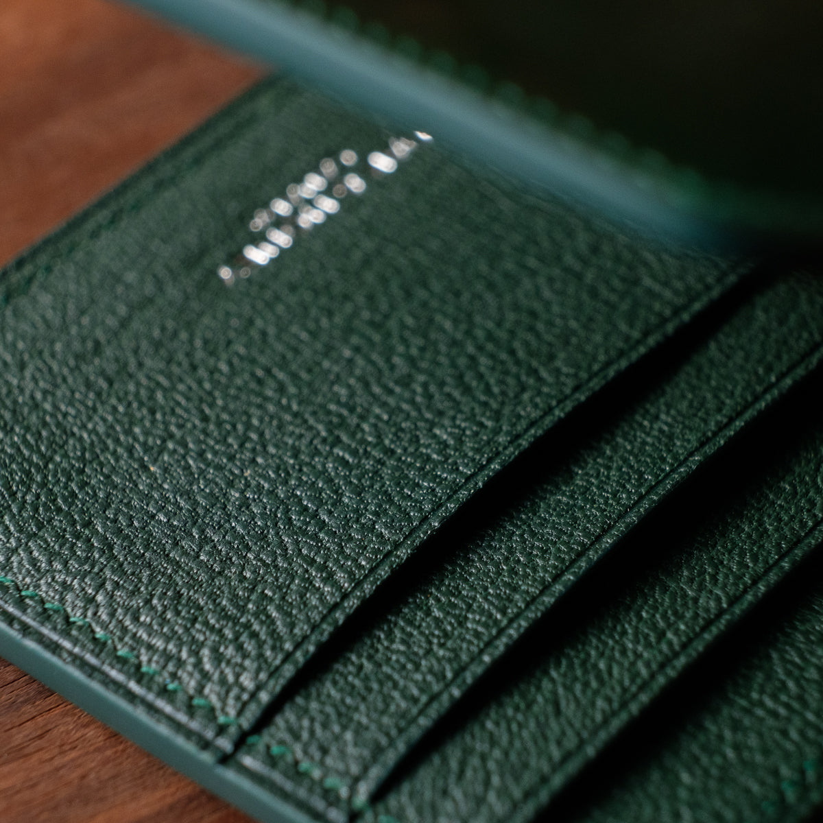 Oak and Honey Leather Goods Bifold Interior Detail