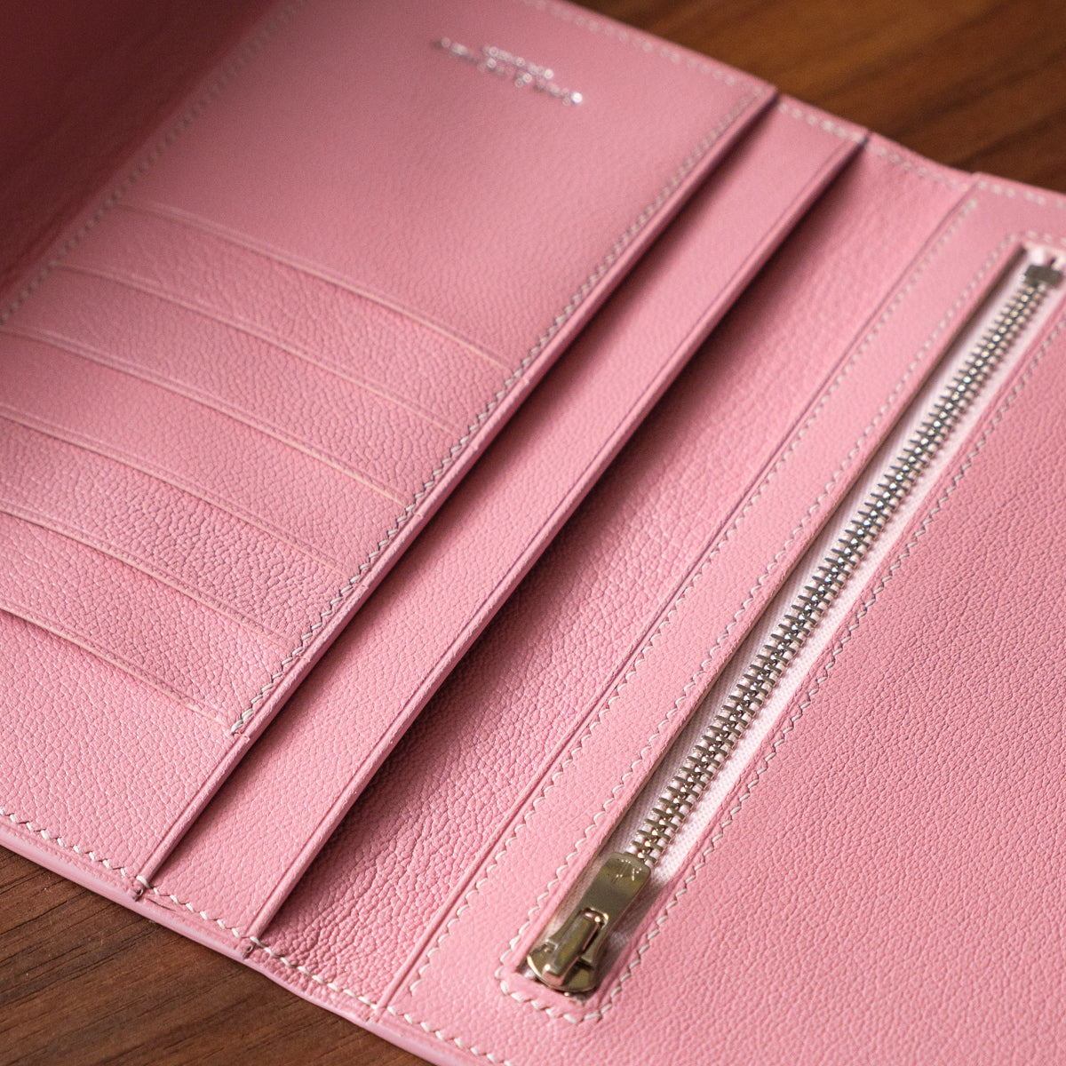 Oak and Honey Leather Goods Clutch Wallet Interior