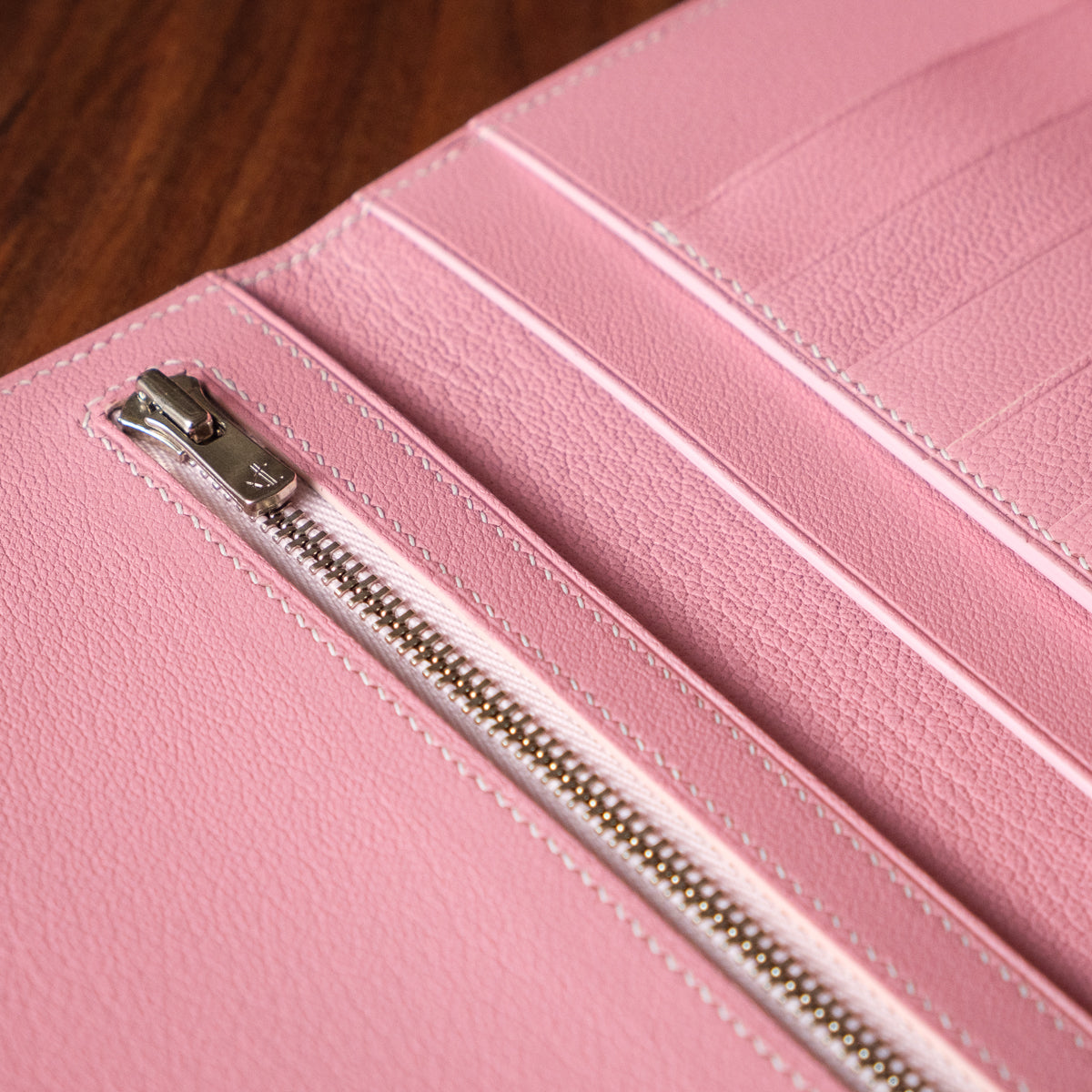 Oak and Honey Leather Goods Clutch Wallet Interior Zipper