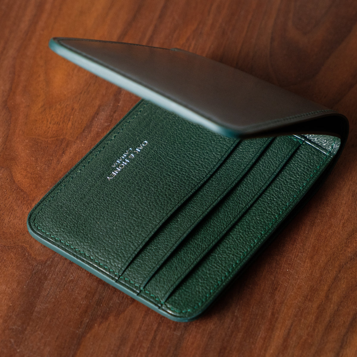 Oak and Honey Leather Goods Shell Cordovan Goat Skin Bifold Wallet Interior